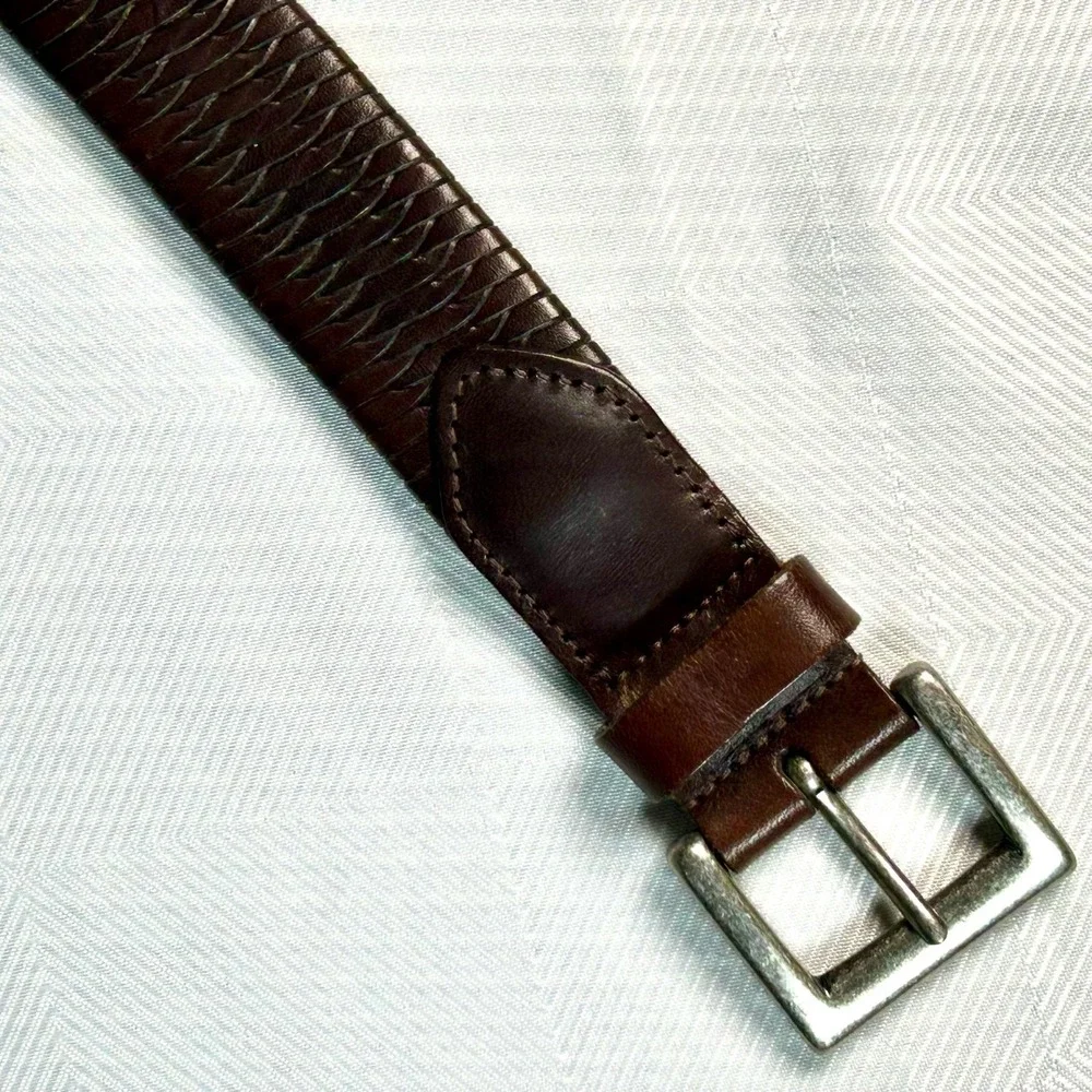 Coach Brown Genuine Leather Woven/Braided 1.25